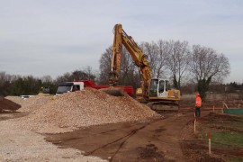 Préparation du chantier de construction du viaduc du Vistre